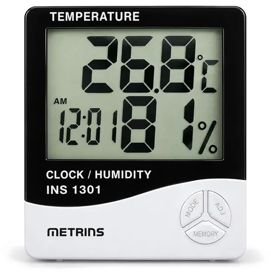 Termo-higrômetro digital com relógio Metrins INS-1301