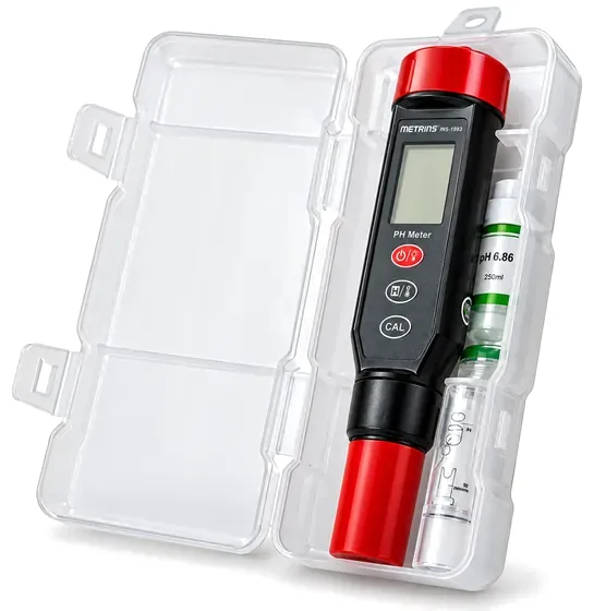 Medidor de pH e temperatura digital portátil Metrins INS-1393